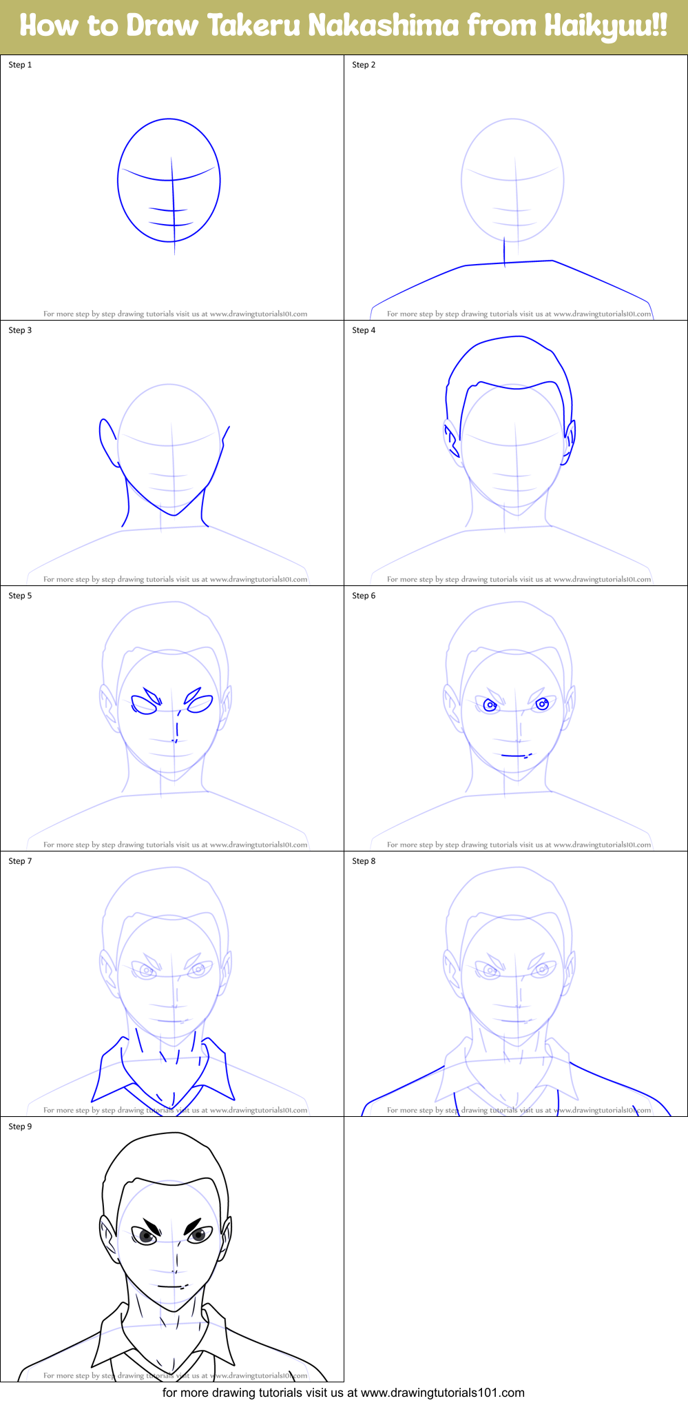How to Draw Takeru Nakashima from Haikyuu!! Printable Step by Step