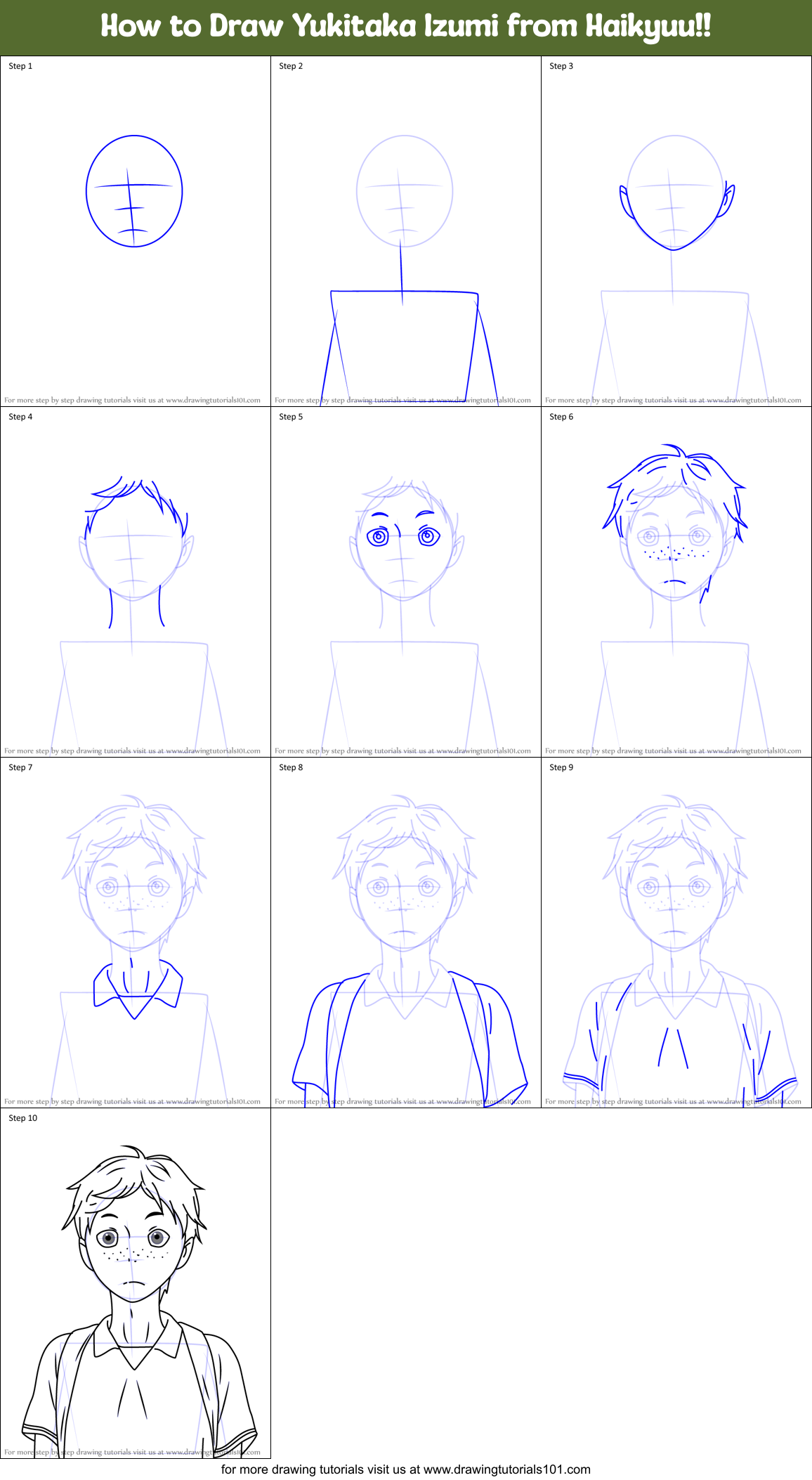 How to Draw Yukitaka Izumi from Haikyuu!! Printable Step by Step