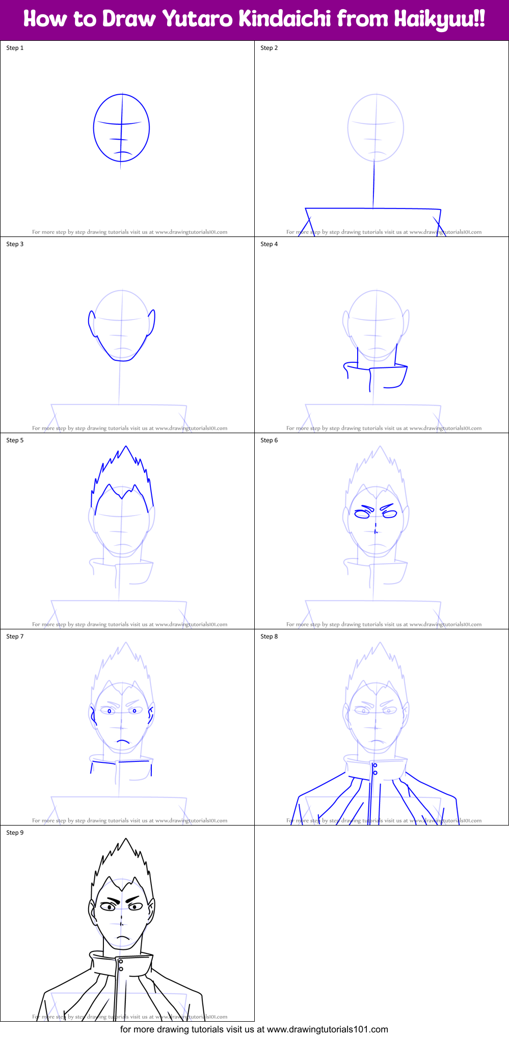 How to Draw Yutaro Kindaichi from Haikyuu!! Printable Step by Step