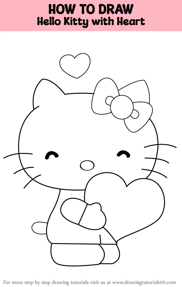 Step By Step Hello Kitty Drawing For Kids, Tutorial, by Drawing For Kids