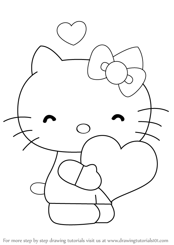 How to Draw Hello Kitty with Heart (Hello Kitty) Step by Step