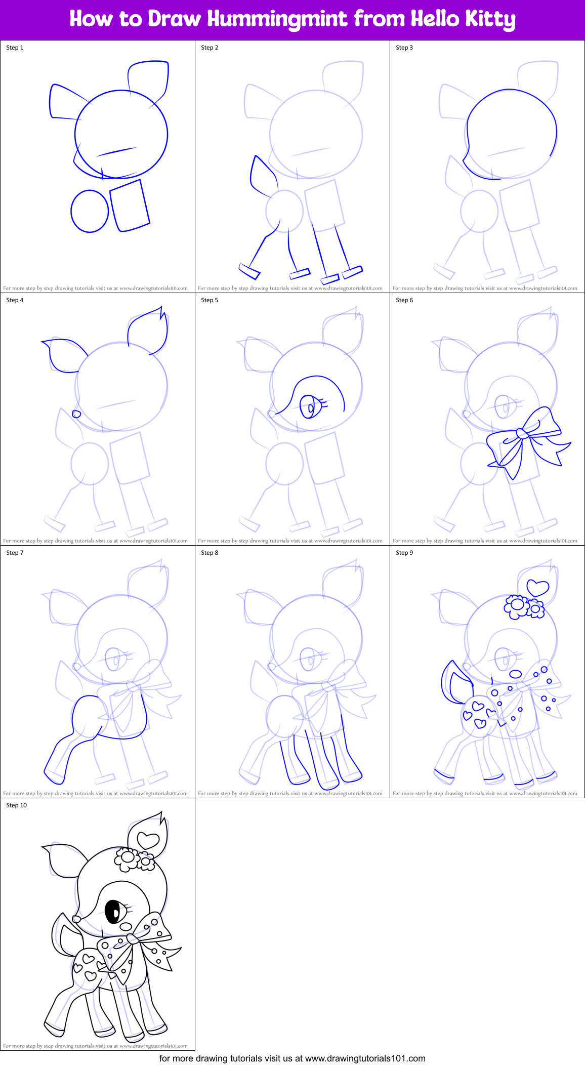 How to Draw Hummingmint from Hello Kitty Printable Step by Step