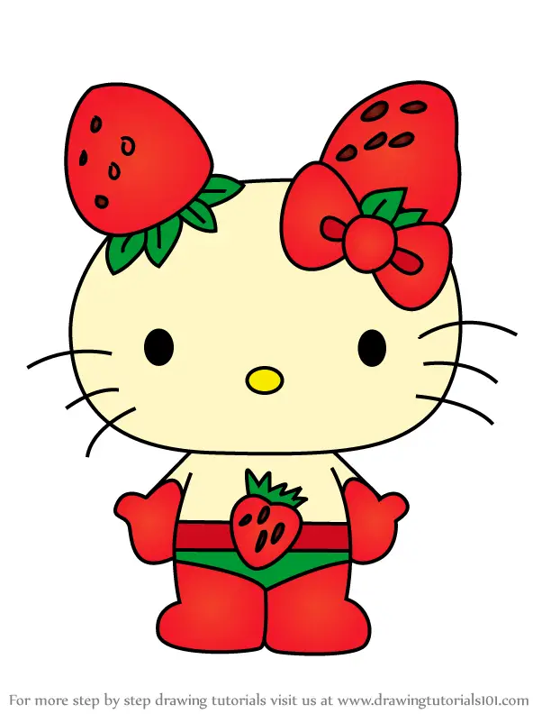 Learn How to Draw Ichigoman from Hello Kitty (Hello Kitty) Step by Step :  Drawing Tutorials