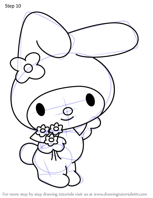 Step by Step How to Draw My Melody from Hello Kitty