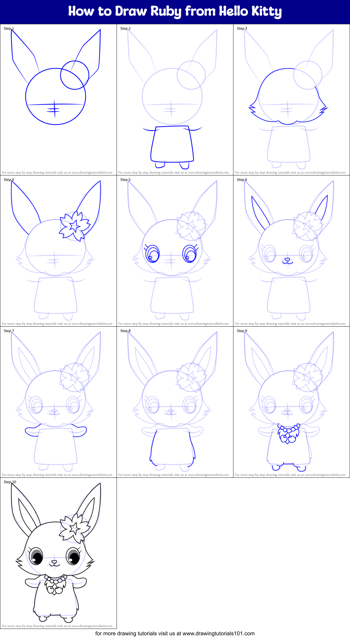 How to Draw Ruby from Hello Kitty (Hello Kitty) Step by Step ...