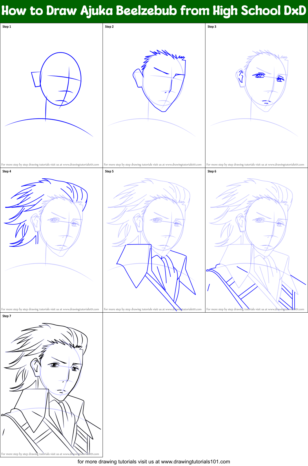 How to Draw Ajuka Beelzebub from High School DxD Printable Step by Step