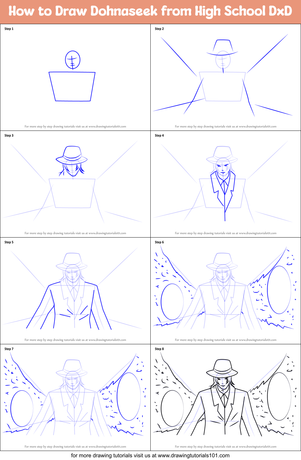 How to Draw Dohnaseek from High School DxD Printable Step by Step