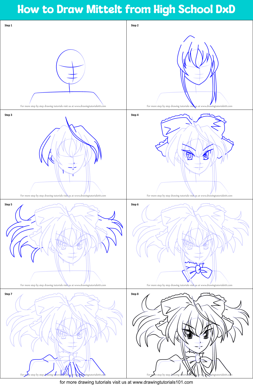 How to Draw Mittelt from High School DxD Printable Step by Step