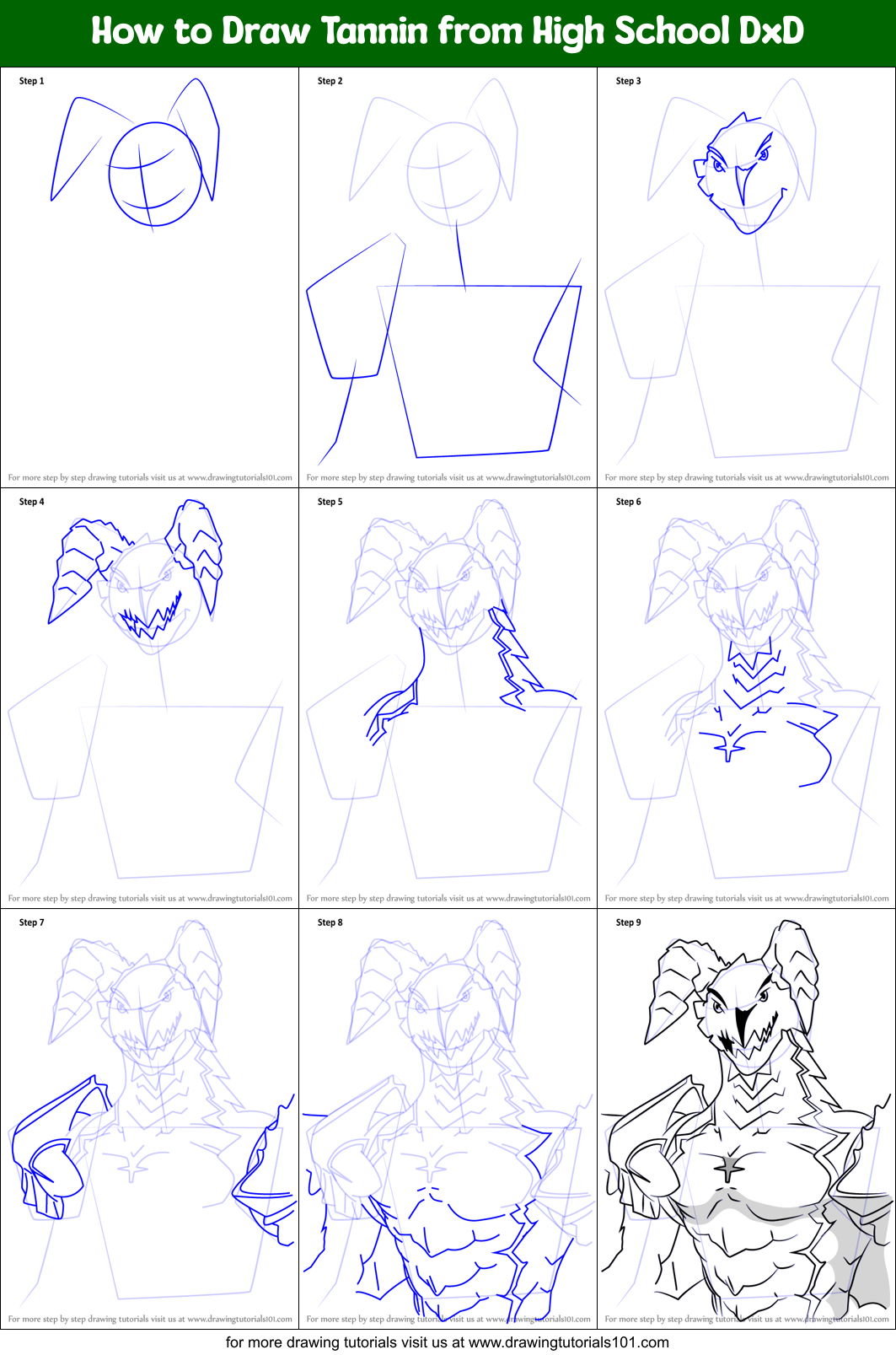 How to Draw Tannin from High School DxD Printable Step by Step