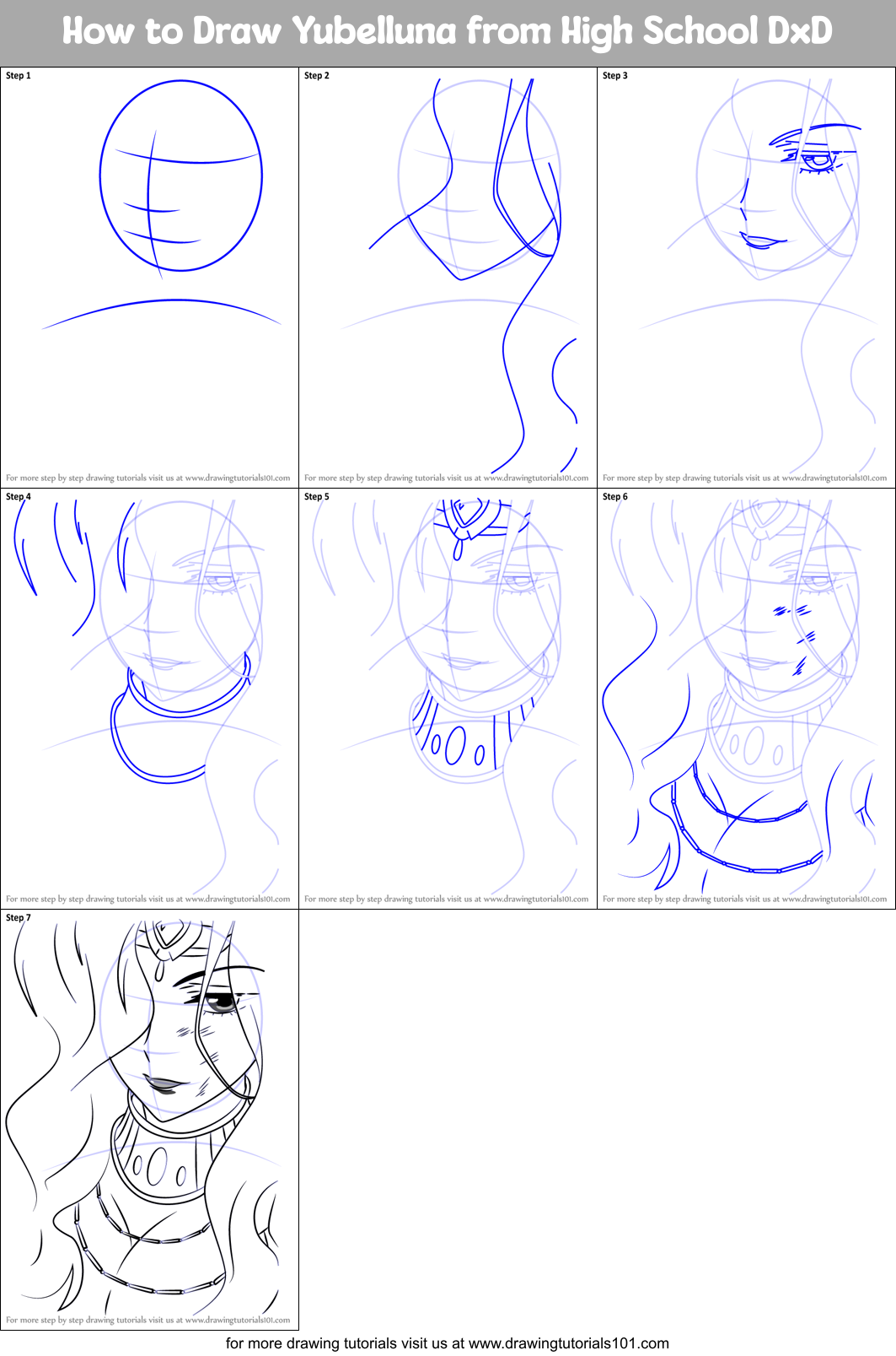 How to Draw Yubelluna from High School DxD Printable Step by Step