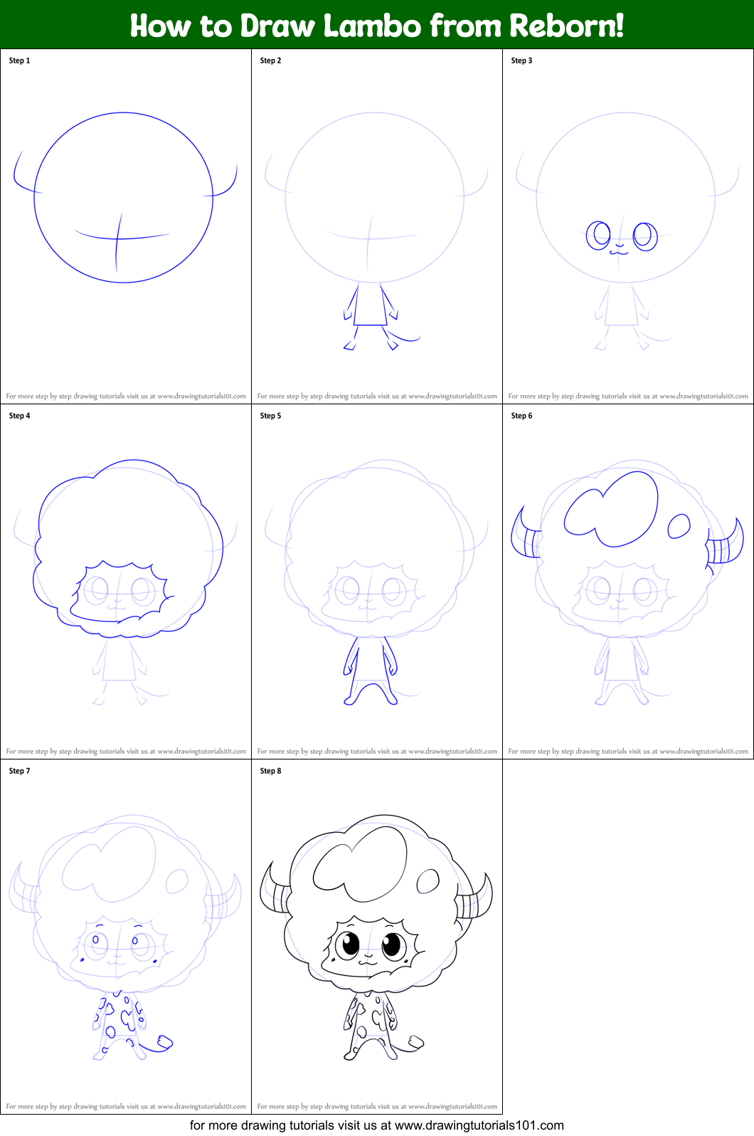 How to Draw Lambo from Reborn! Printable Step by Step
