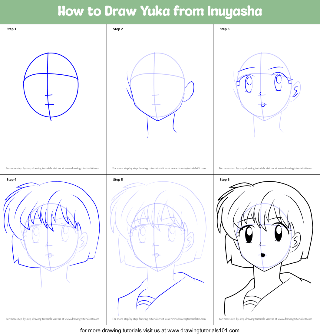 How to Draw Yuka from Inuyasha Printable Step by Step