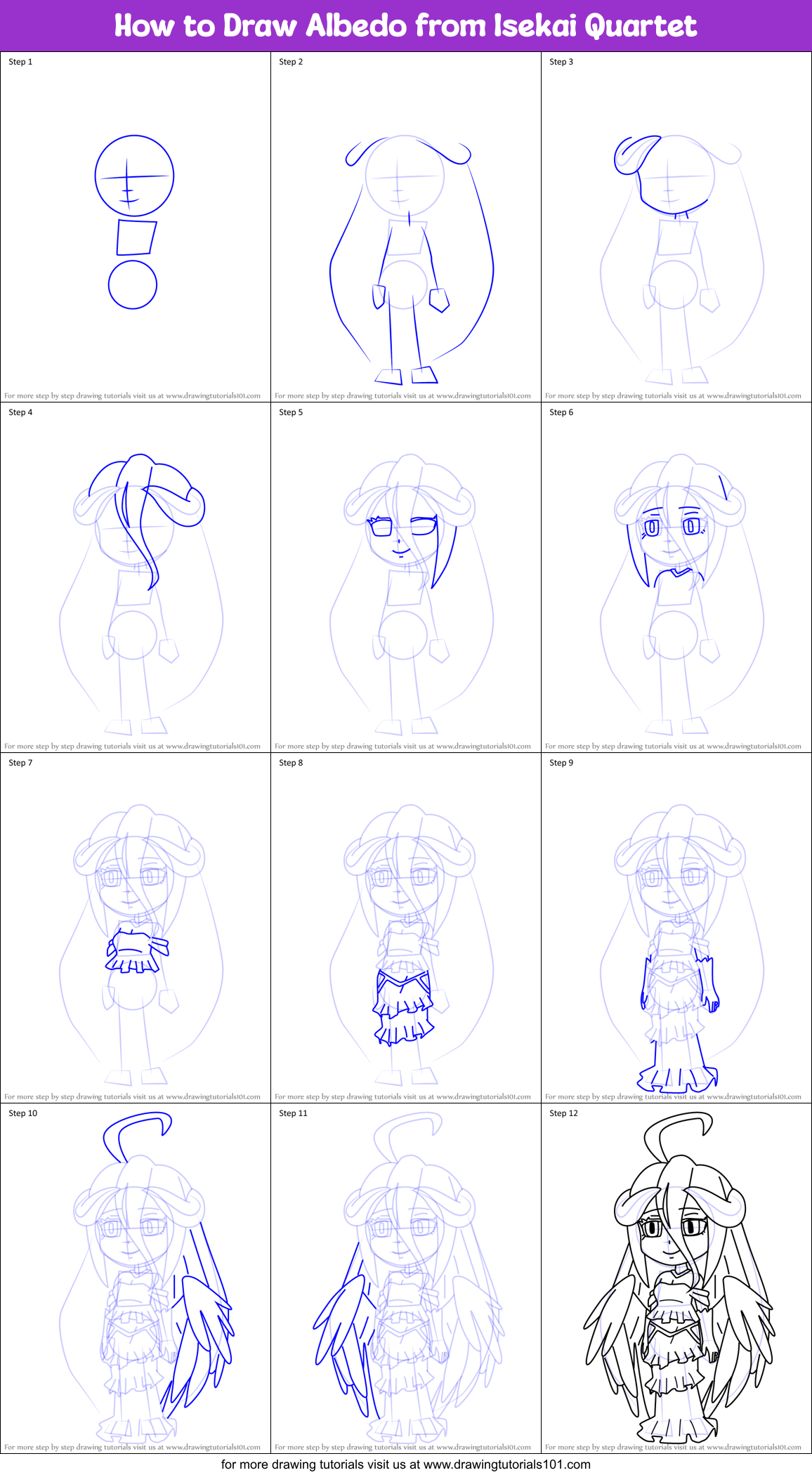 How to Draw Albedo from Isekai Quartet Printable Step by Step