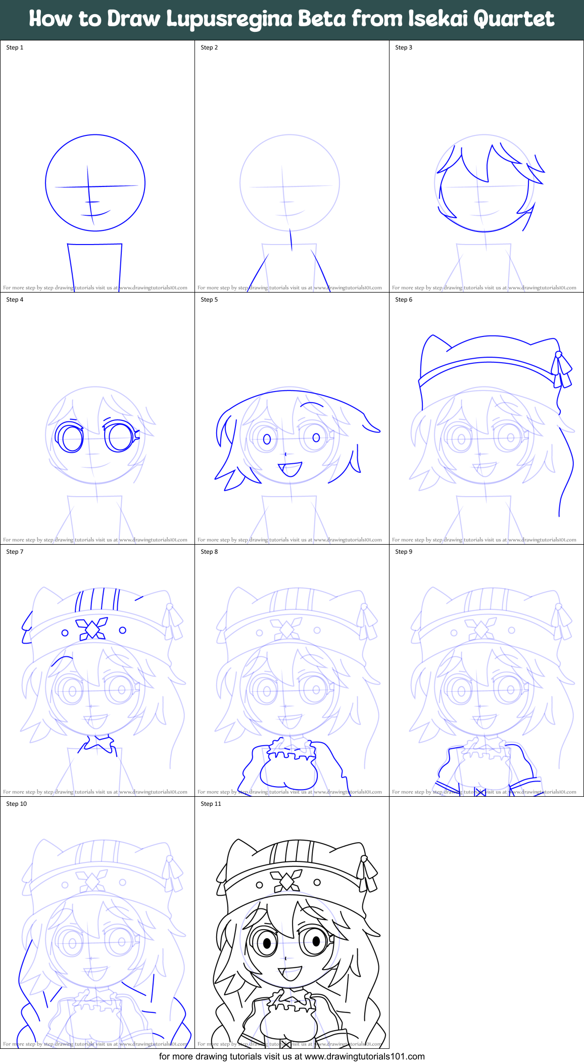 How to Draw Lupusregina Beta from Isekai Quartet Printable Step by Step