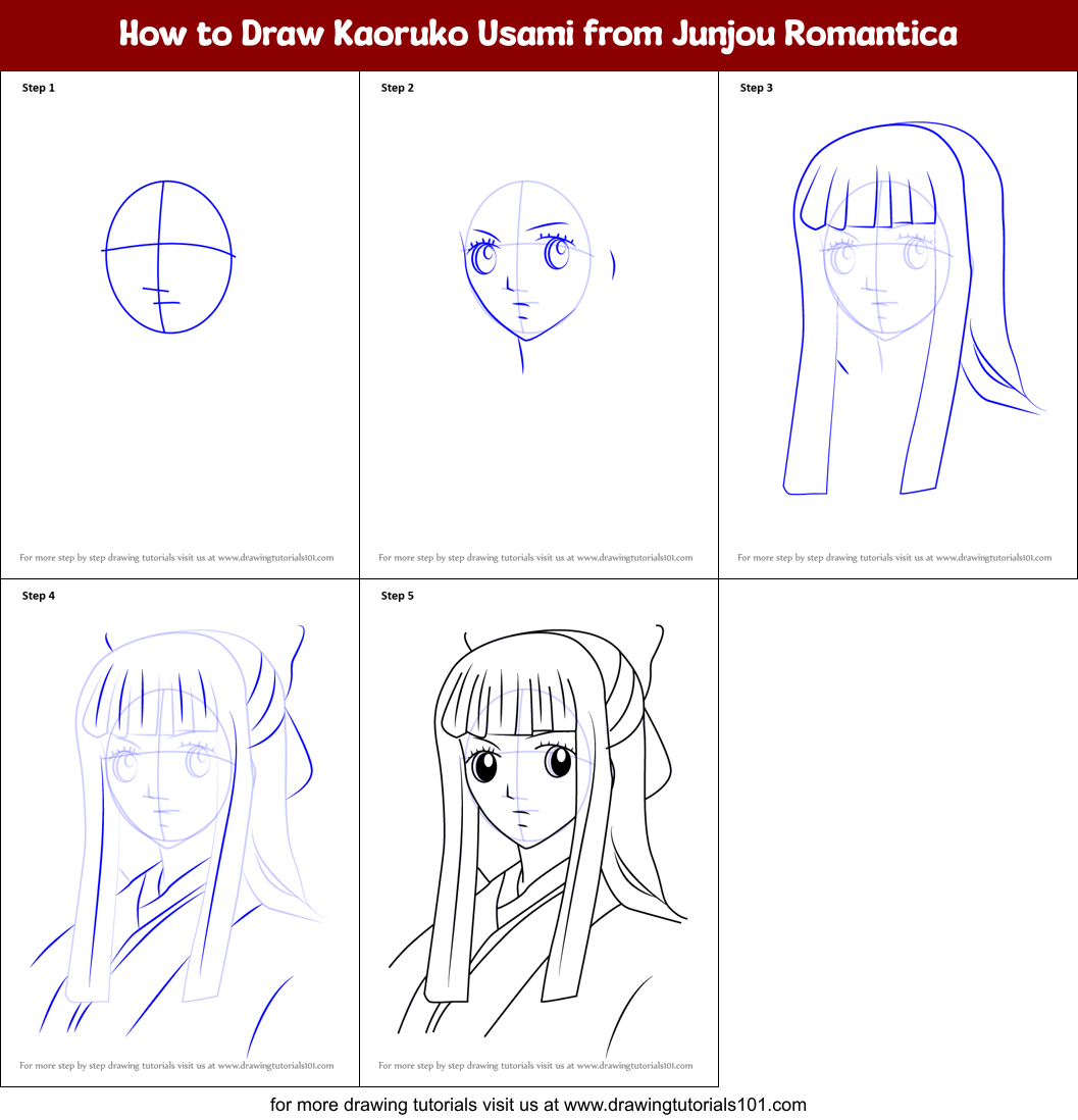 How to Draw Kaoruko Usami from Junjou Romantica Printable Step by Step