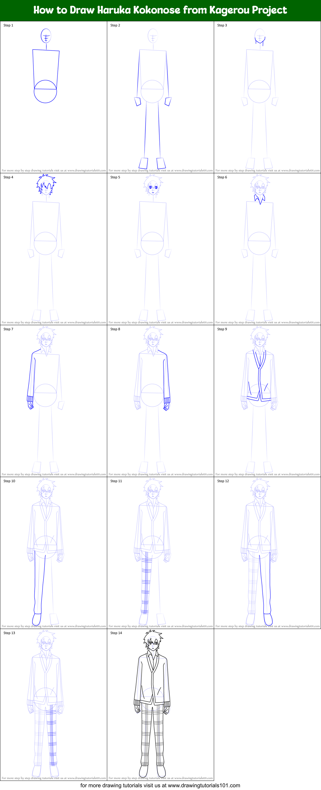 How to Draw Haruka Kokonose from Kagerou Project Printable Step by Step