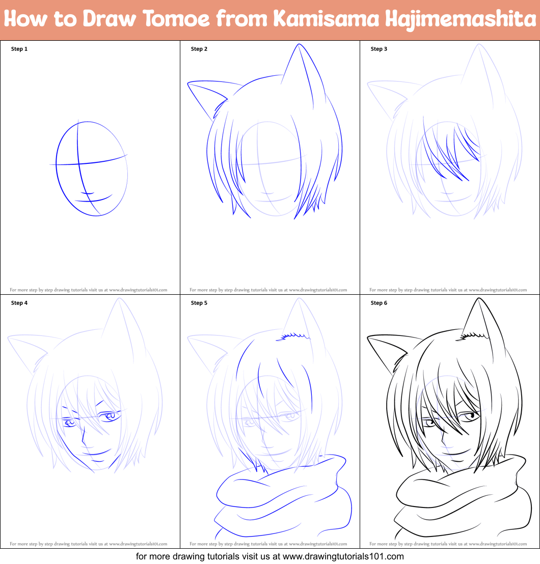 How to Draw Tomoe from Kamisama Hajimemashita Printable Step by Step