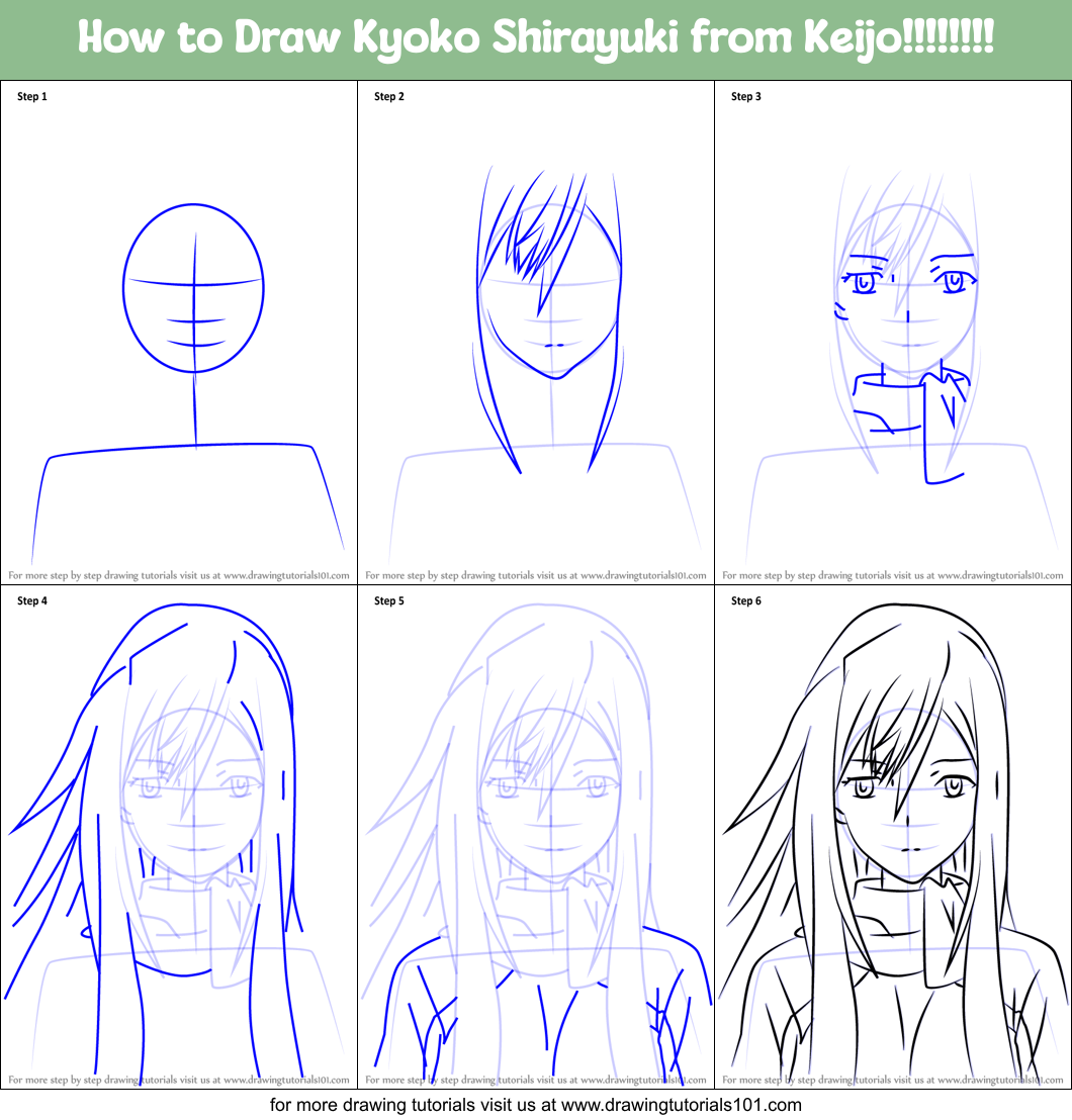 How to Draw Kyoko Shirayuki from Keijo!!!!!!!! Printable Step by Step