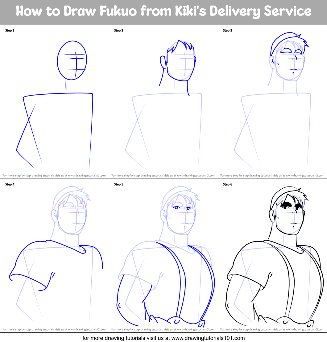 How to Draw Fukuo from Kiki's Delivery Service Printable Step by Step