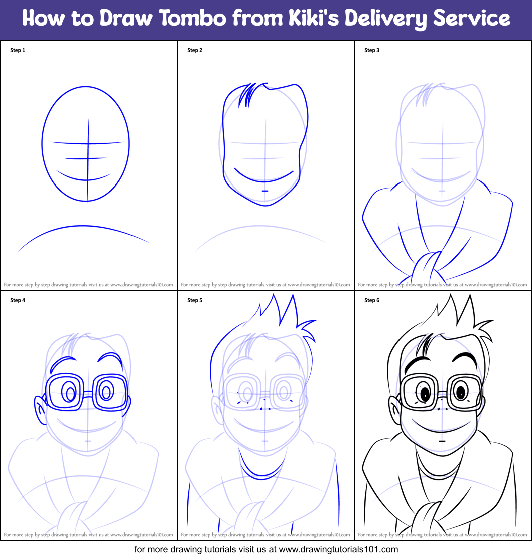 How to Draw Tombo from Kiki's Delivery Service Printable Step by Step