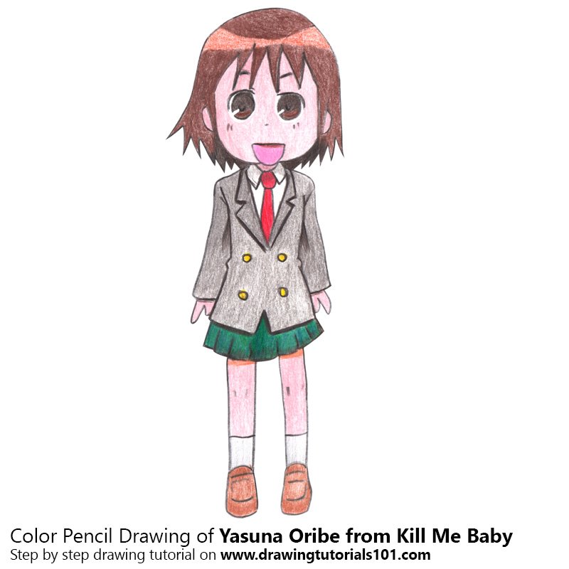 How to Draw Yasuna Oribe from Kill Me Baby by Color Pencils