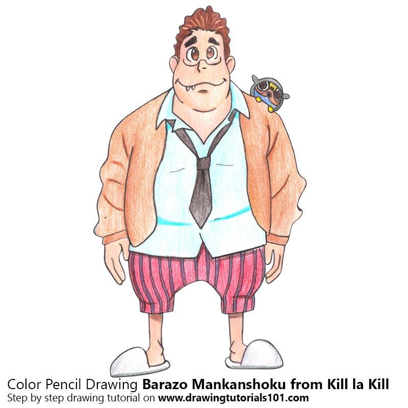 How to Draw Barazo Mankanshoku from Kill la Kill by Color Pencils