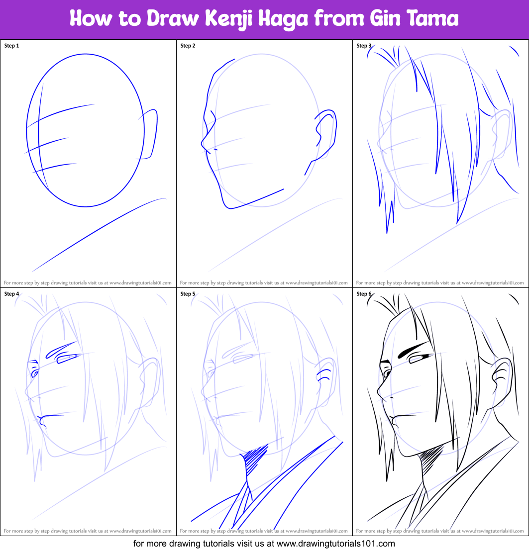 How to Draw Kenji Haga from Gin Tama Printable Step by Step