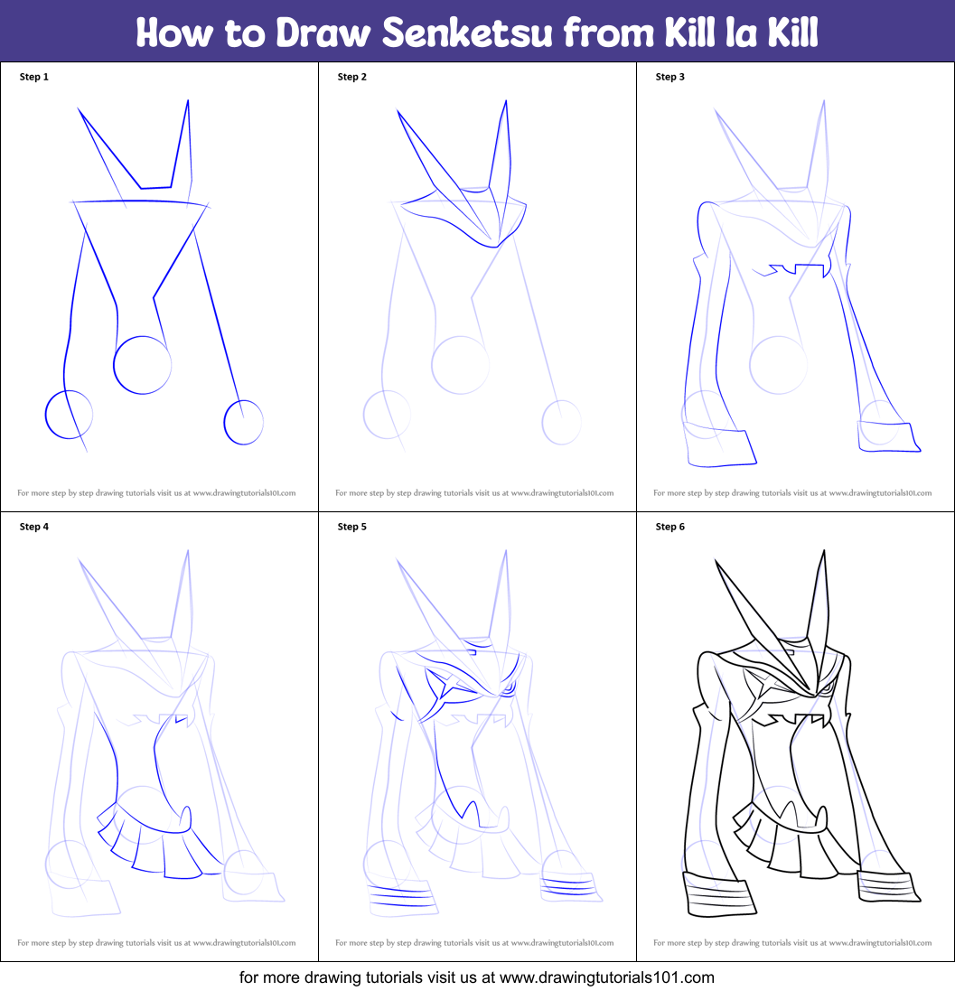 How to Draw Senketsu from Kill la Kill Printable Step by Step