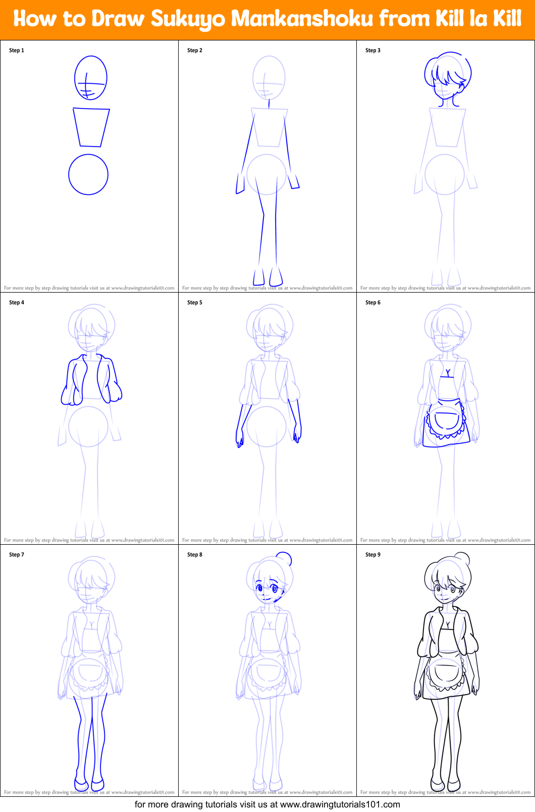 How to Draw Sukuyo Mankanshoku from Kill la Kill Printable Step by Step