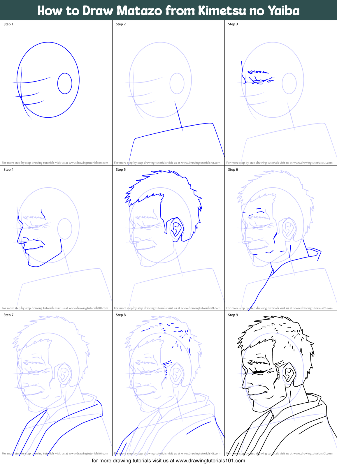 How to Draw Matazo from Kimetsu no Yaiba Printable Step by Step