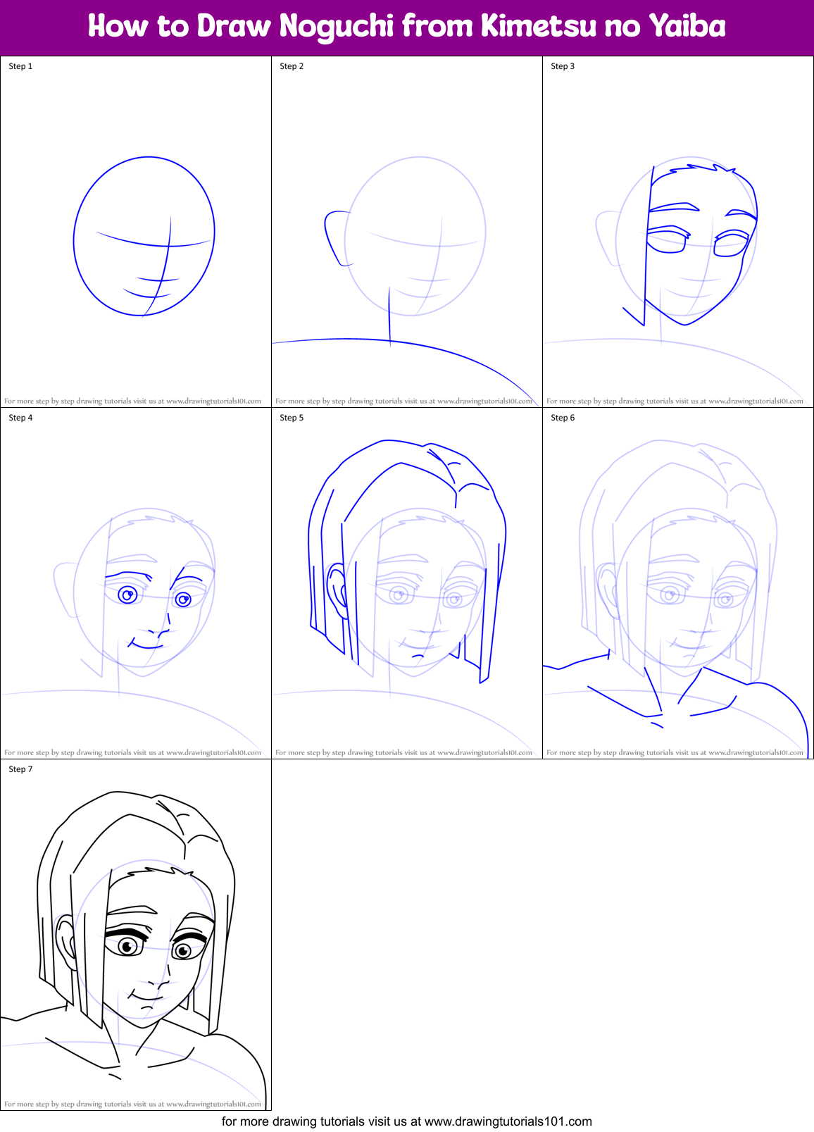 How to Draw Noguchi from Kimetsu no Yaiba Printable Step by Step