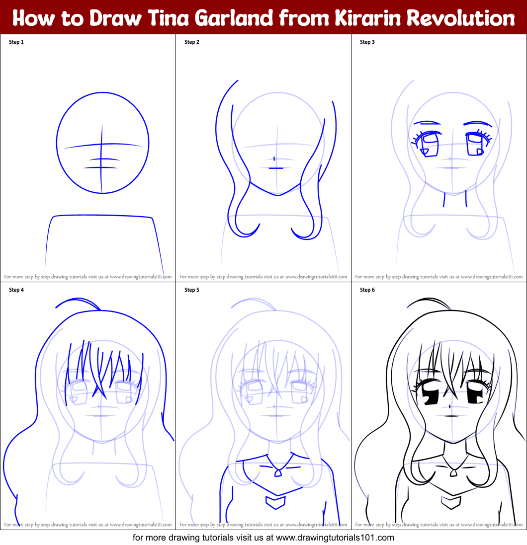 How to Draw Tina Garland from Kirarin Revolution Printable Step by Step