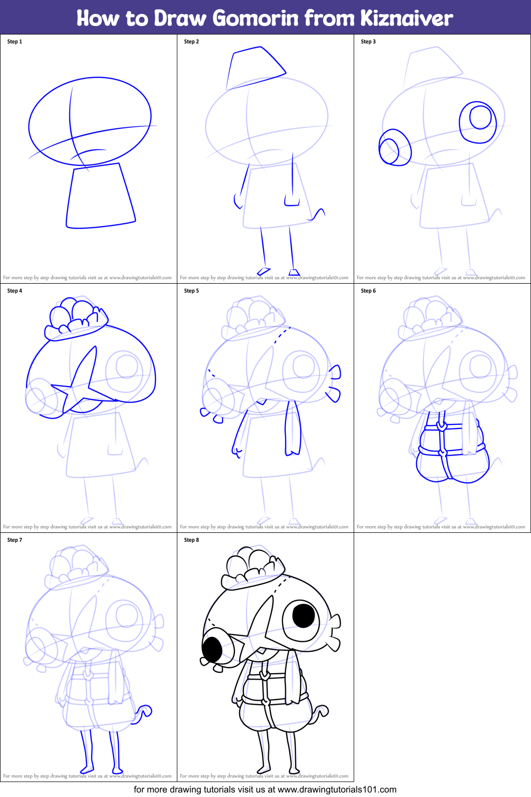 How to Draw Gomorin from Kiznaiver Printable Step by Step