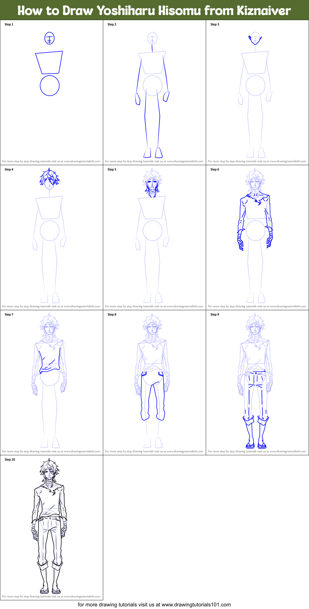 How to Draw Yoshiharu Hisomu from Kiznaiver Printable Step by Step