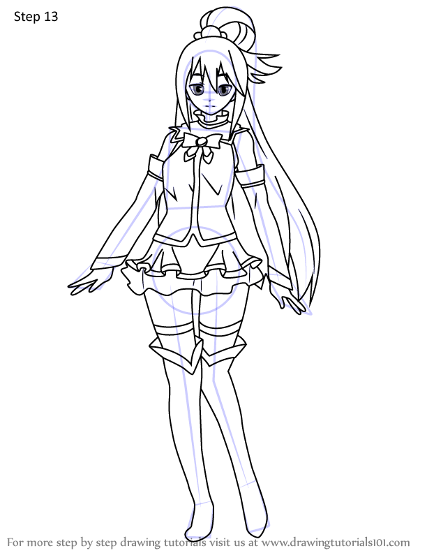 Learn How to Draw Aqua from KonoSuba (KonoSuba) Step by Step : Drawing