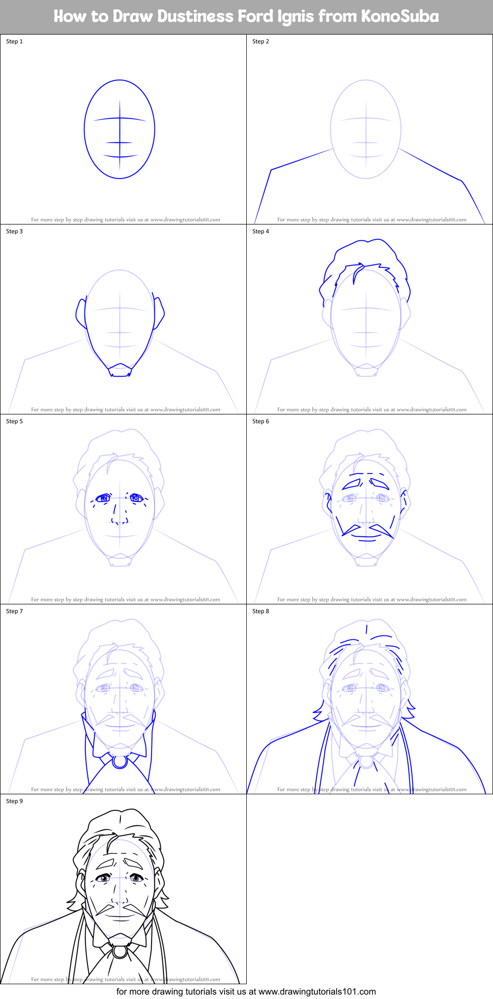 How to Draw Dustiness Ford Ignis from KonoSuba Printable Step by Step