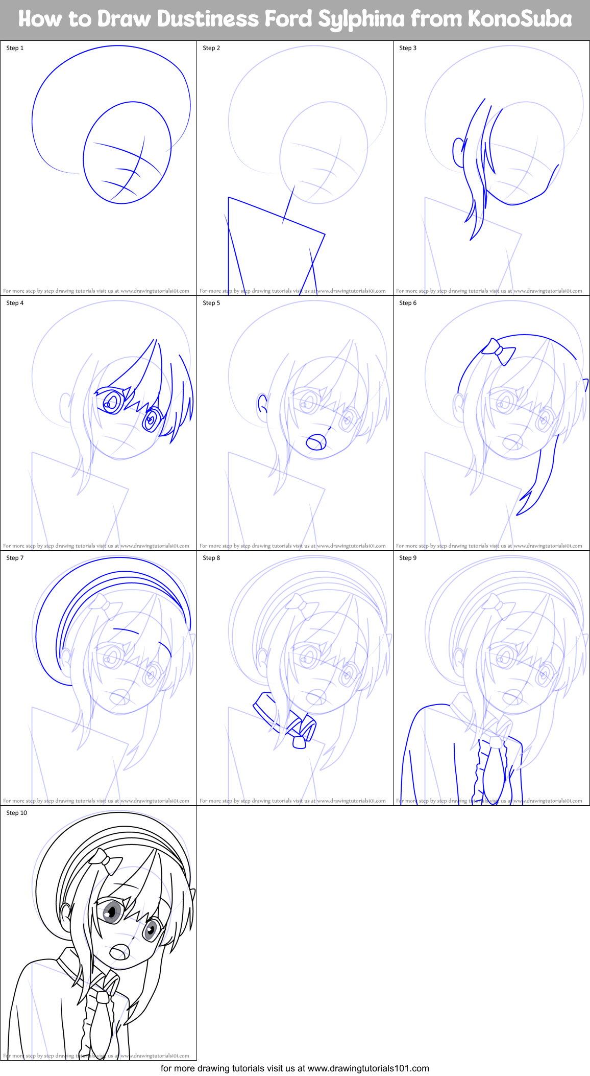 How to Draw Dustiness Ford Sylphina from KonoSuba Printable Step by Step