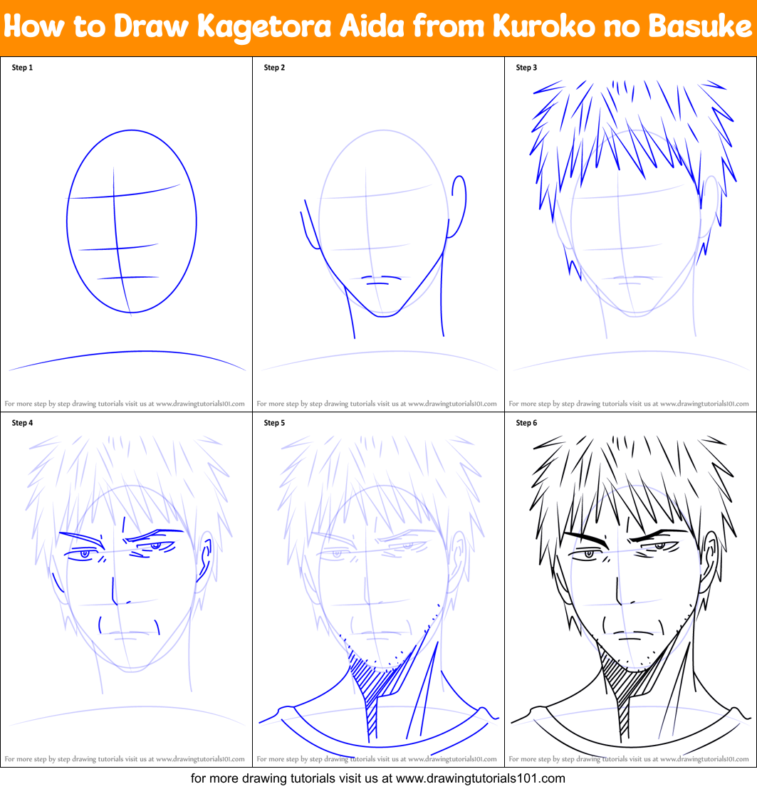 How to Draw Kagetora Aida from Kuroko no Basuke Printable Step by Step