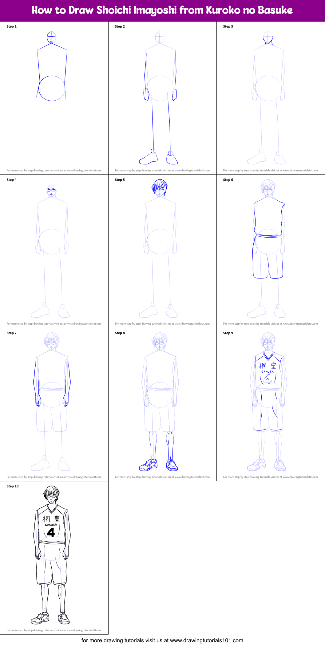 How to Draw Shoichi Imayoshi from Kuroko no Basuke Printable Step by Step