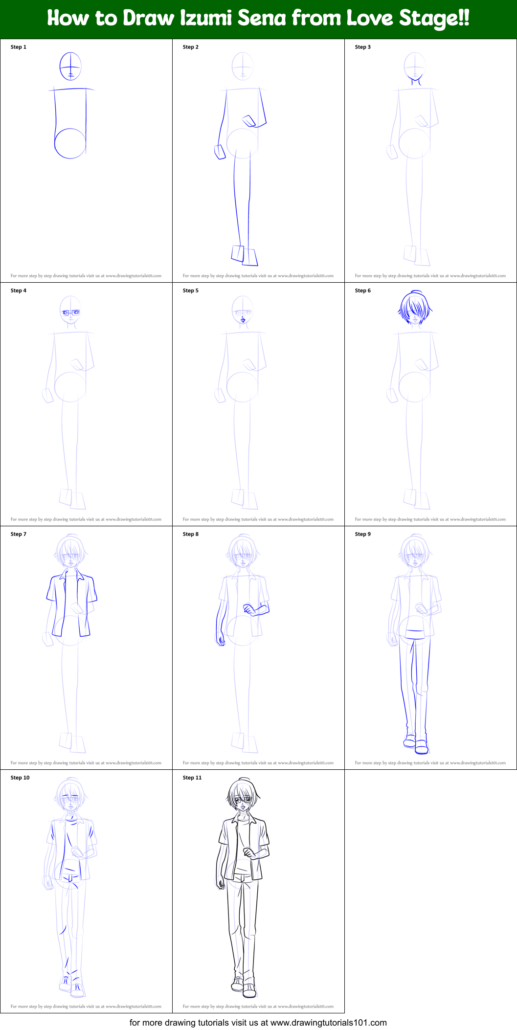 How to Draw Izumi Sena from Love Stage!! Printable Step by Step