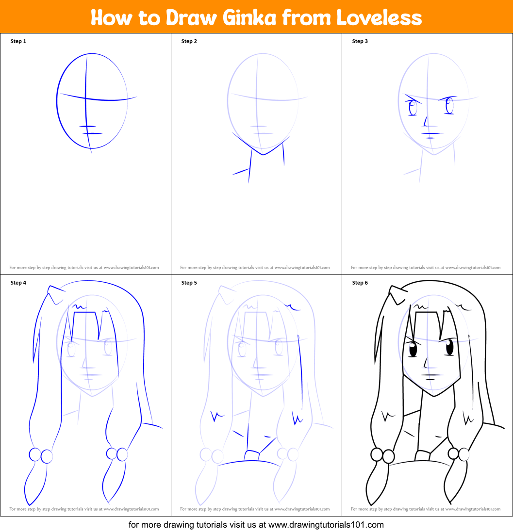 How to Draw Ginka from Loveless Printable Step by Step