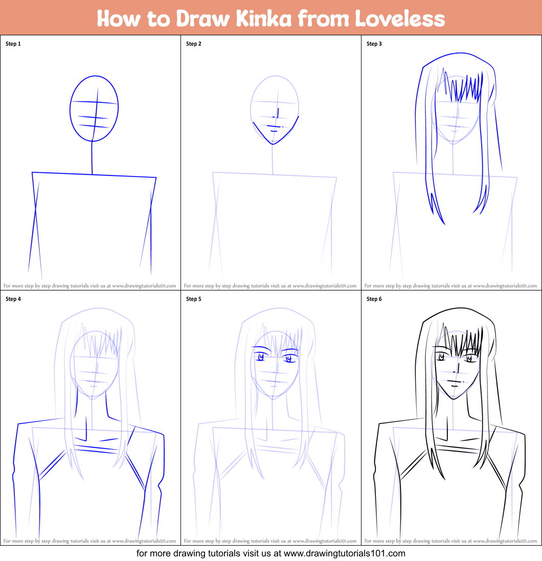 How to Draw Kinka from Loveless Printable Step by Step