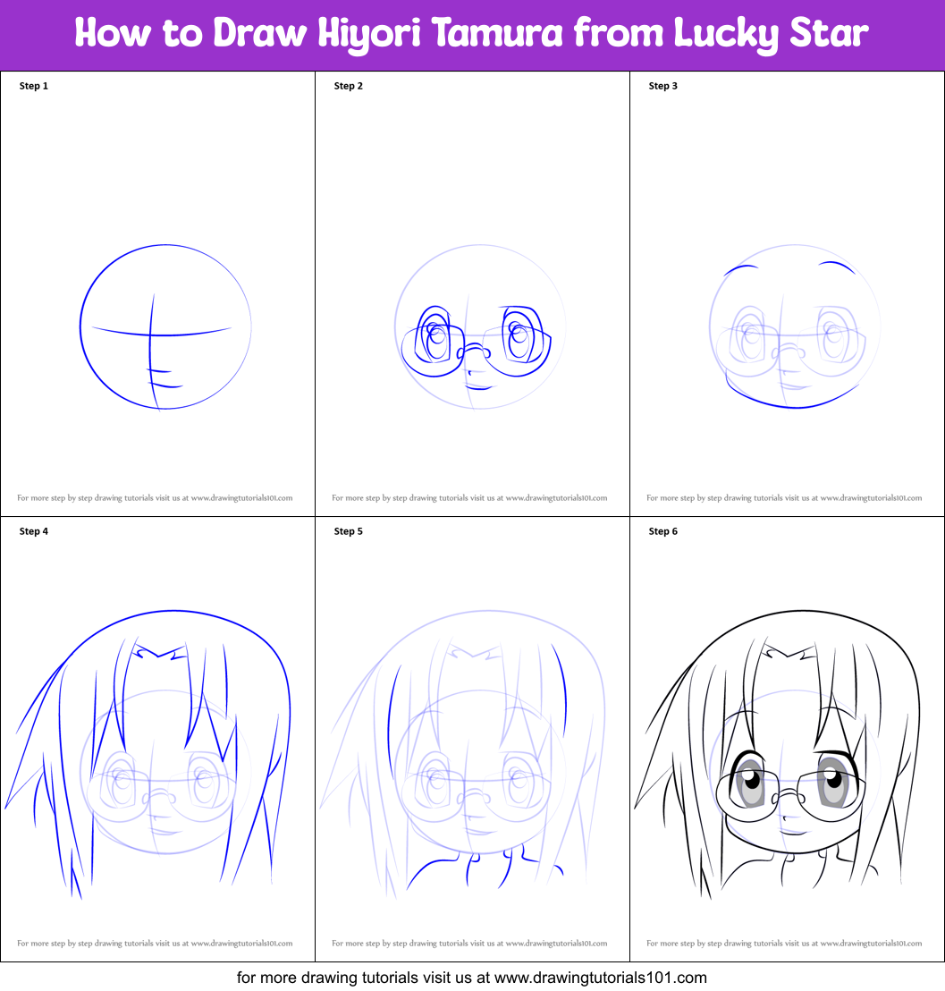How to Draw Hiyori Tamura from Lucky Star Printable Step by Step