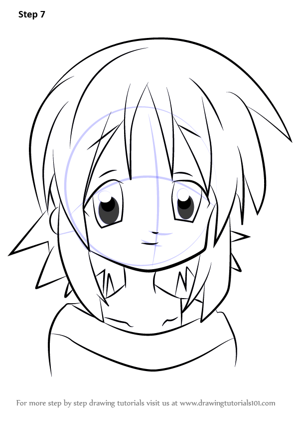 How to Draw Matsuri Hiiragi from Lucky Star (Lucky Star) Step by Step