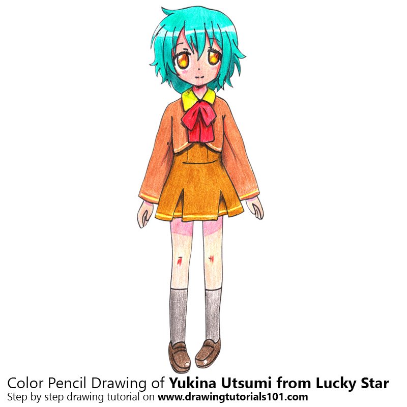 How to Draw Yukina Utsumi from Lucky Star by Color Pencils