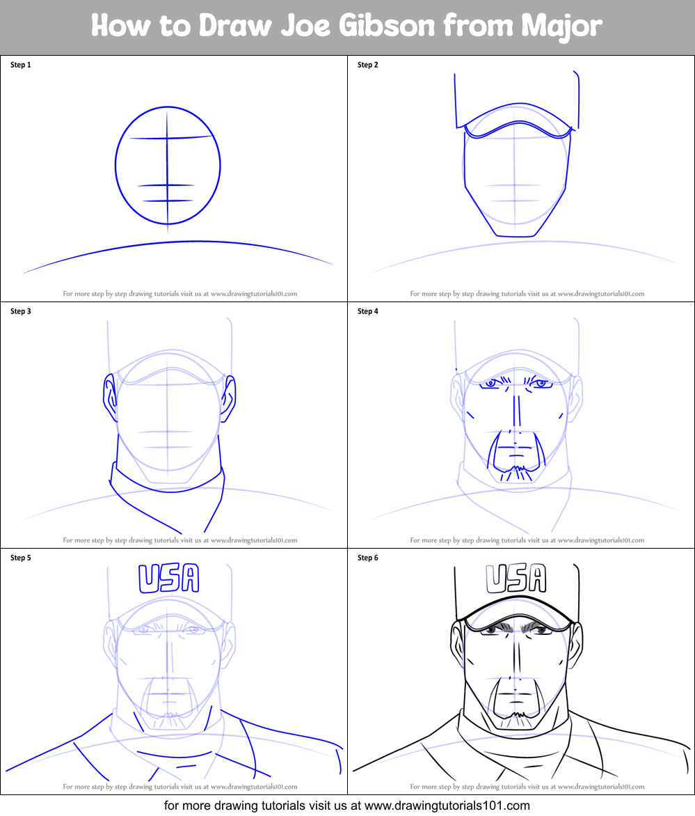 How to Draw Joe Gibson from Major Printable Step by Step