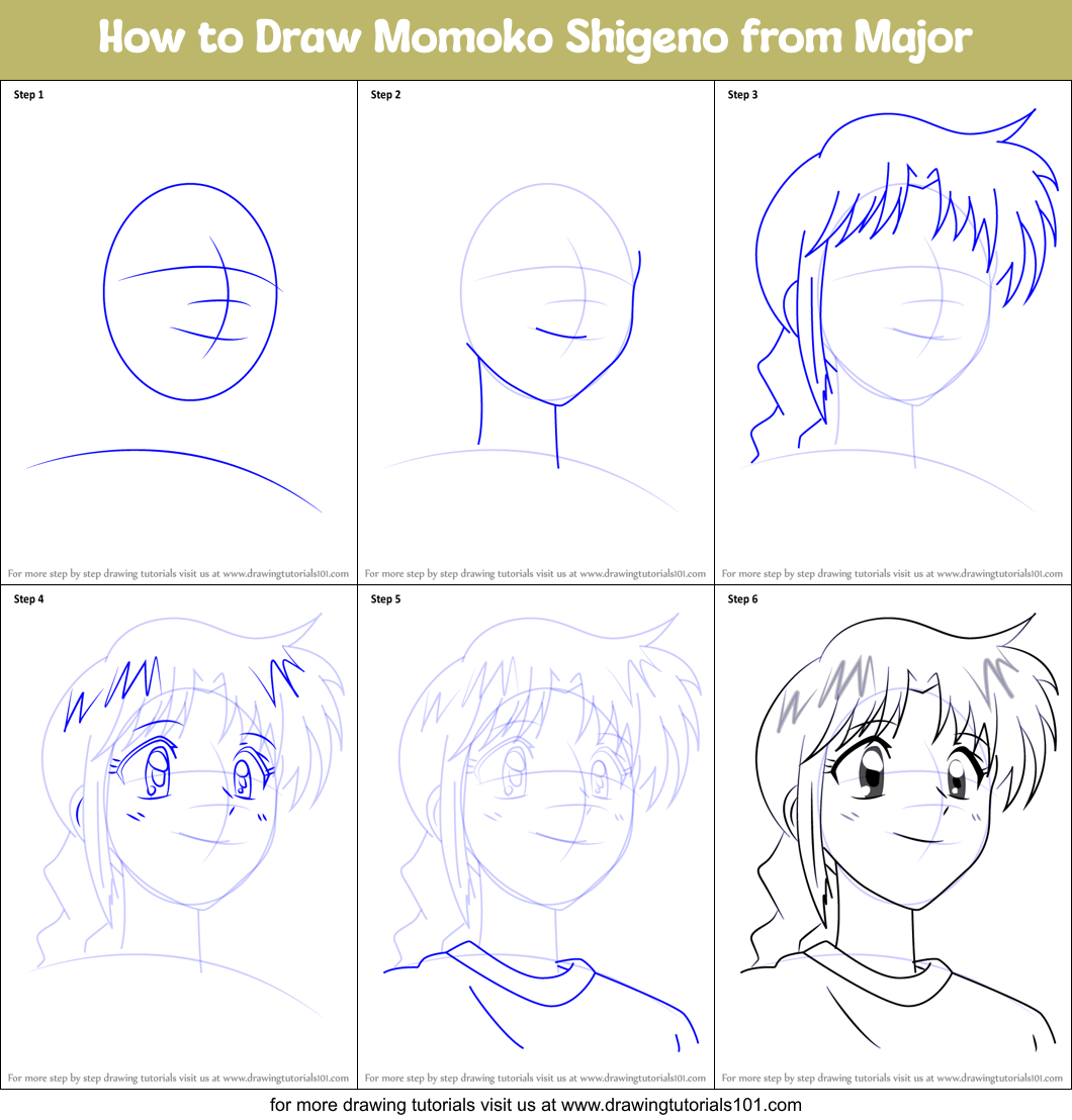 How to Draw Momoko Shigeno from Major Printable Step by Step