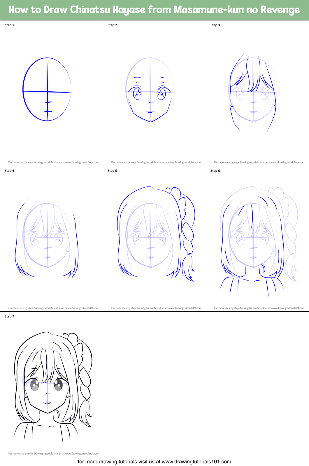 How to Draw Chinatsu Hayase from Masamune-kun no Revenge Printable Step by Step