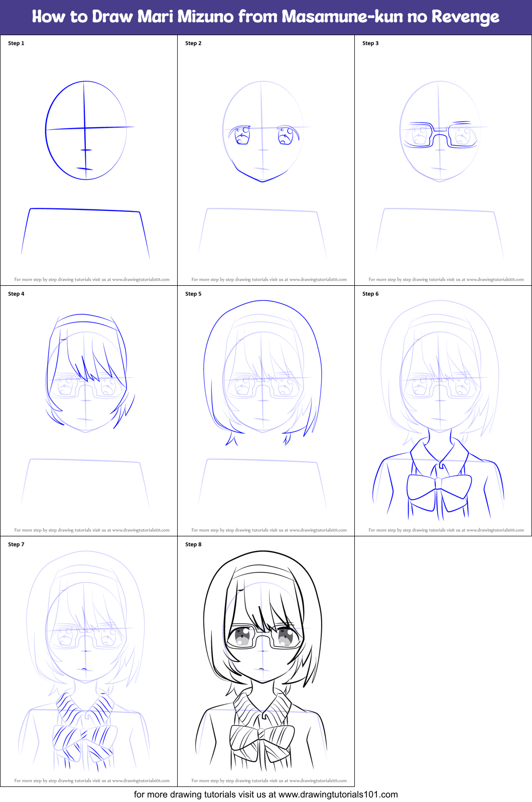 How to Draw Mari Mizuno from Masamune-kun no Revenge Printable Step by Step