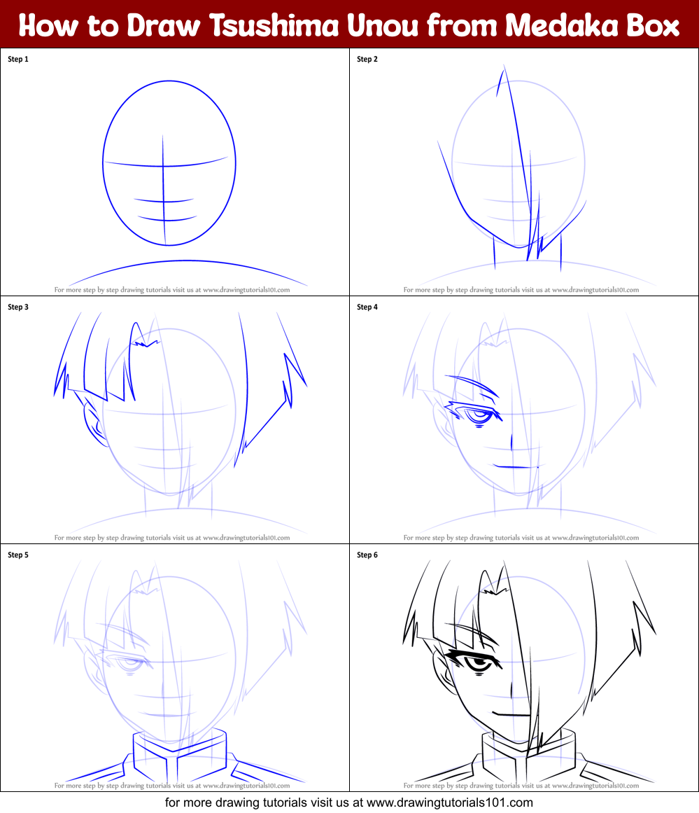 How to Draw Tsushima Unou from Medaka Box Printable Step by Step